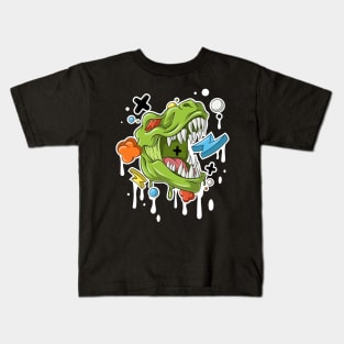 Graffiti Dinosaur Drip Kids T-Shirt